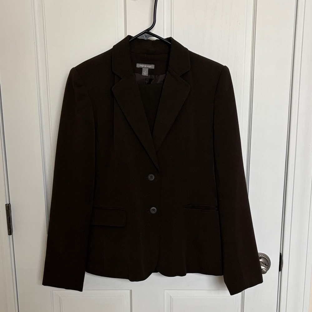 apt 9 Dark Brown Blazer and Pants Set